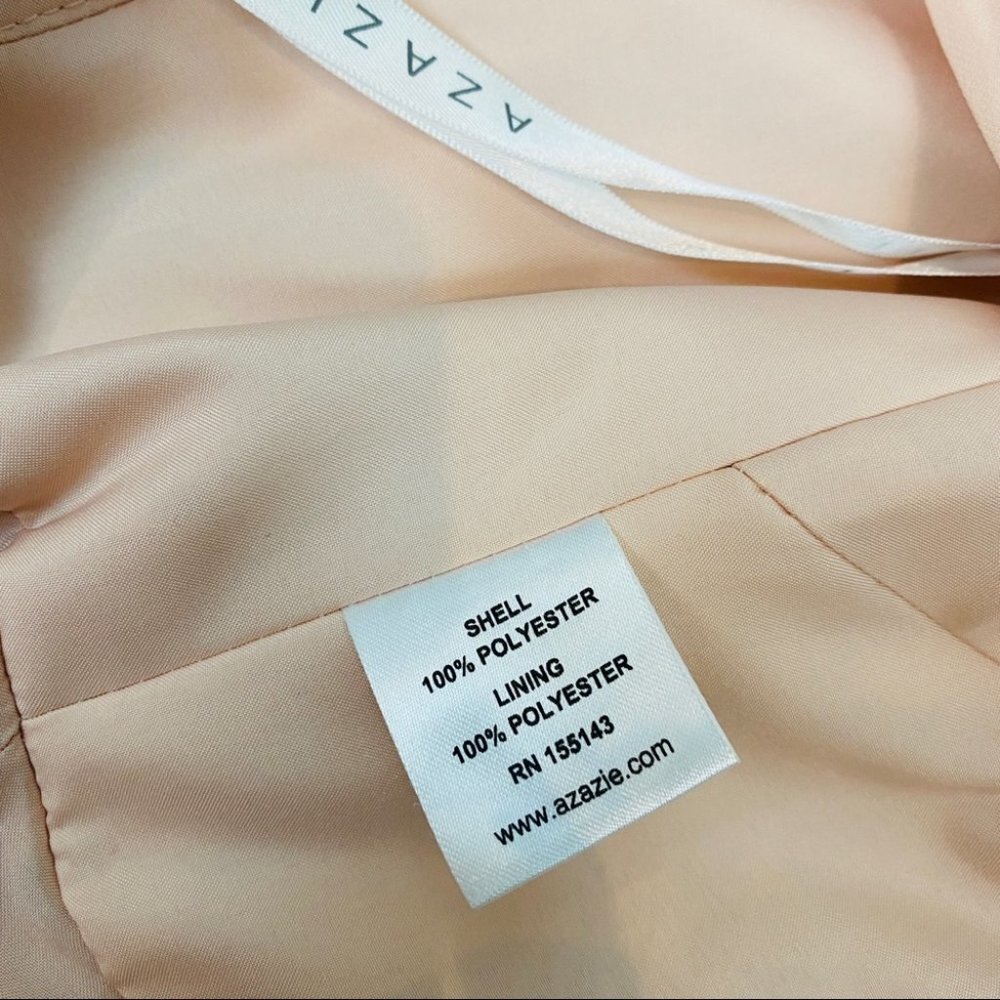 Azazie Elegant Floor Length Sleeveless Prom Wedding Guest Dress Light Peach - Picture 12 of 14